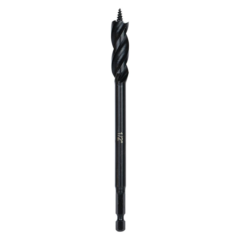 Greycore Tools 1/2 Inch x 6 Inch 3-Flute Auger Bit, Wood Drill Bit for Hard and Soft Wood, 1/4    Quick Change Shank, Woodworking Auger Bits (1/2    x 6    Auger) - Image 1